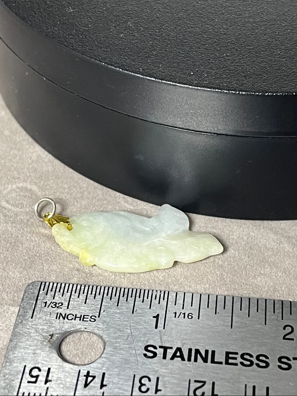 Vintage Asian Jade Fish Pendant Hand Carved Green Stone